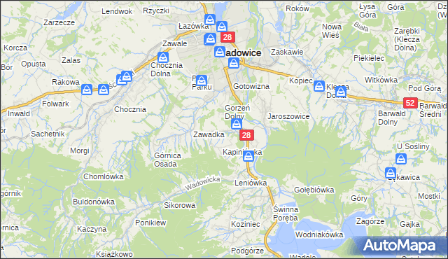 mapa Gorzeń Górny, Gorzeń Górny na mapie Targeo