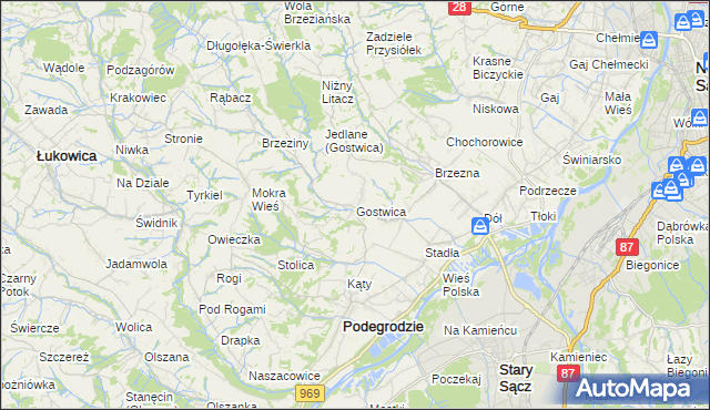 mapa Gostwica, Gostwica na mapie Targeo