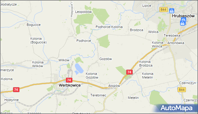 mapa Gozdów gmina Werbkowice, Gozdów gmina Werbkowice na mapie Targeo