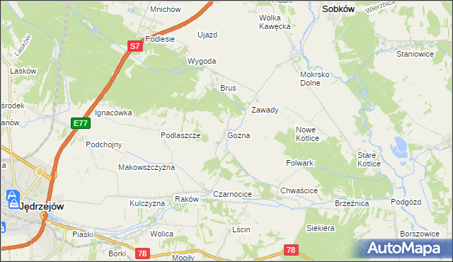 mapa Gozna, Gozna na mapie Targeo