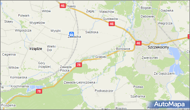 mapa Grabiec, Grabiec na mapie Targeo