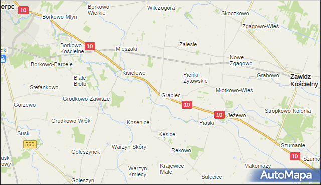 mapa Grąbiec, Grąbiec na mapie Targeo