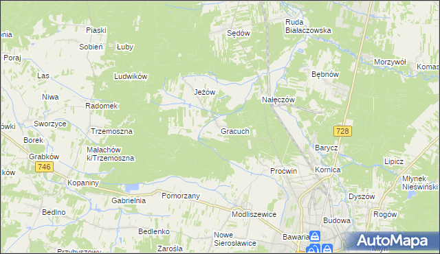 mapa Gracuch, Gracuch na mapie Targeo