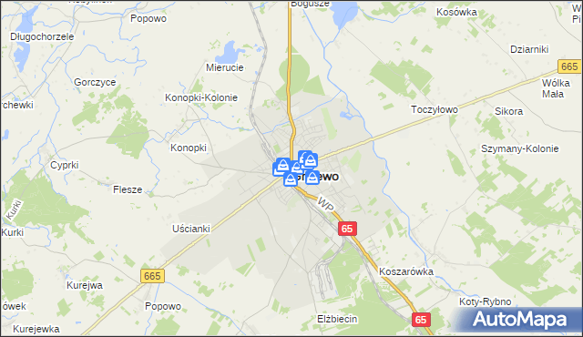 mapa Grajewo, Grajewo na mapie Targeo