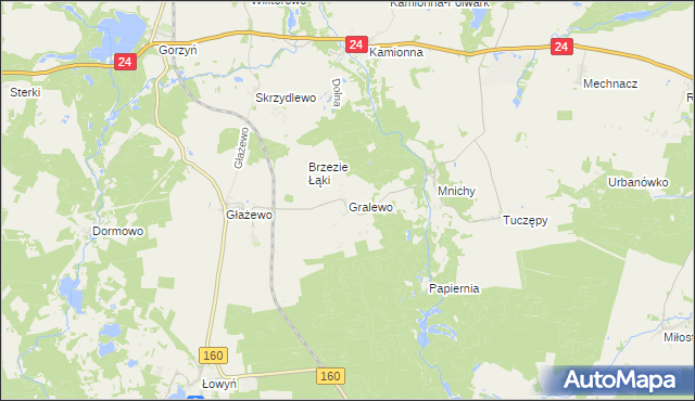 mapa Gralewo gmina Międzychód, Gralewo gmina Międzychód na mapie Targeo