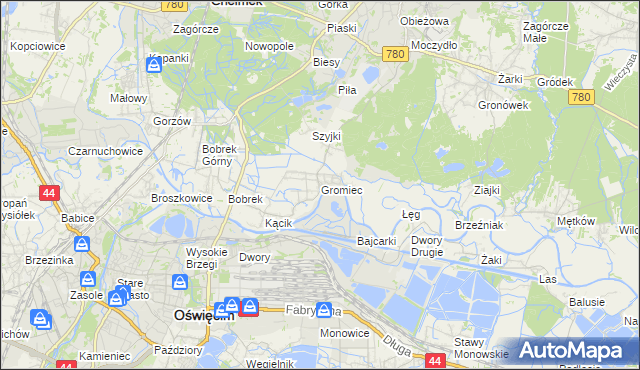 mapa Gromiec, Gromiec na mapie Targeo