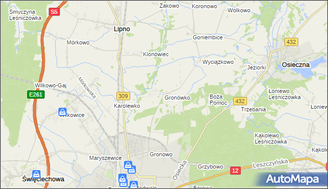 mapa Gronówko gmina Lipno, Gronówko gmina Lipno na mapie Targeo