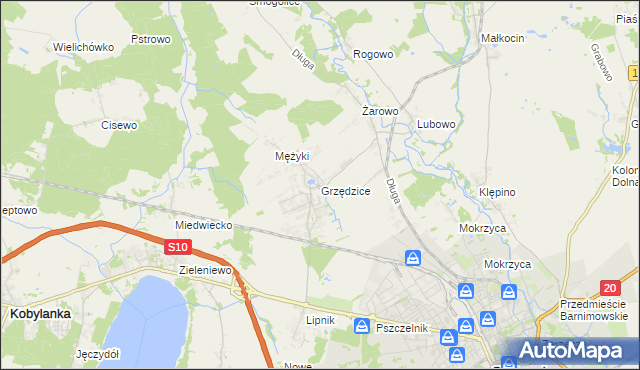 mapa Grzędzice, Grzędzice na mapie Targeo
