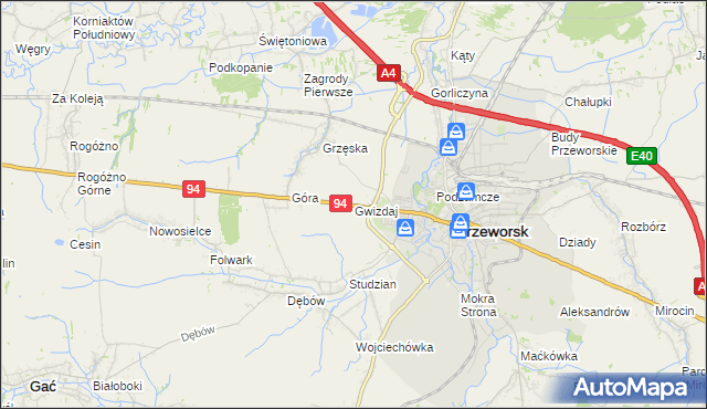 mapa Gwizdaj, Gwizdaj na mapie Targeo