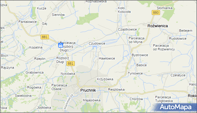 mapa Hawłowice, Hawłowice na mapie Targeo