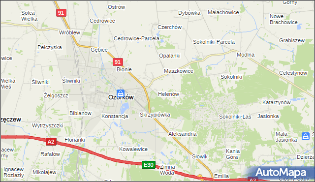 mapa Helenów gmina Ozorków, Helenów gmina Ozorków na mapie Targeo