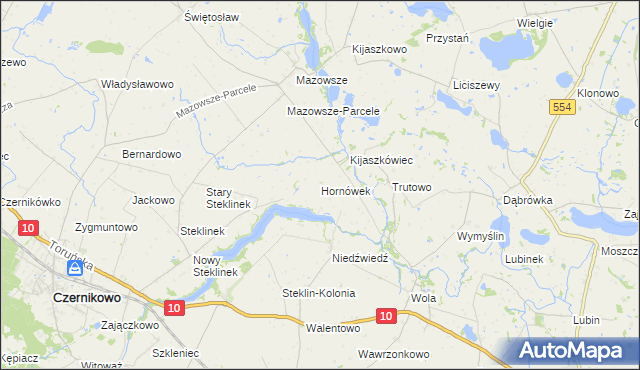 mapa Hornówek gmina Kikół, Hornówek gmina Kikół na mapie Targeo
