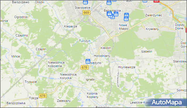 mapa Horodniany, Horodniany na mapie Targeo