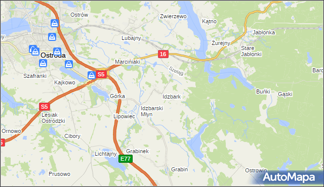 mapa Idzbark, Idzbark na mapie Targeo