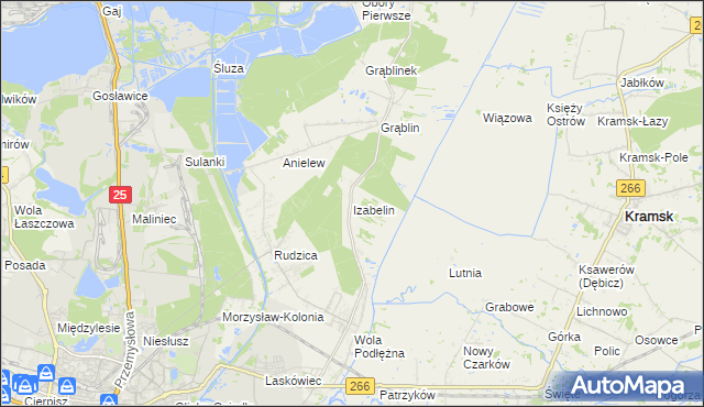 mapa Izabelin gmina Kramsk, Izabelin gmina Kramsk na mapie Targeo