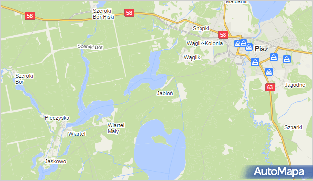 mapa Jabłoń gmina Pisz, Jabłoń gmina Pisz na mapie Targeo