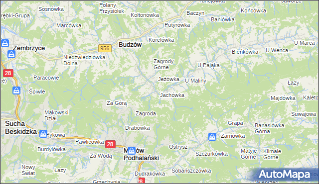 mapa Jachówka, Jachówka na mapie Targeo