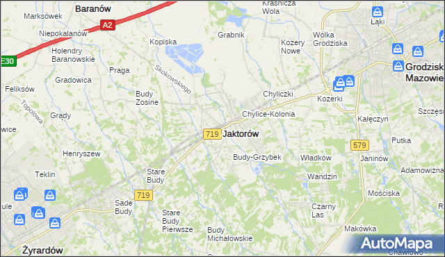 mapa Jaktorów, Jaktorów na mapie Targeo