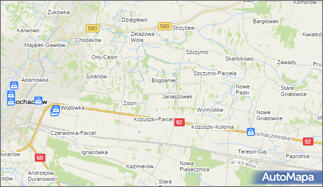 mapa Janaszówek, Janaszówek na mapie Targeo