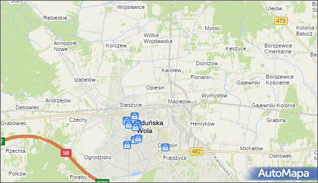 mapa Janiszewice, Janiszewice na mapie Targeo