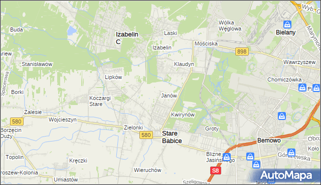 mapa Janów gmina Stare Babice, Janów gmina Stare Babice na mapie Targeo