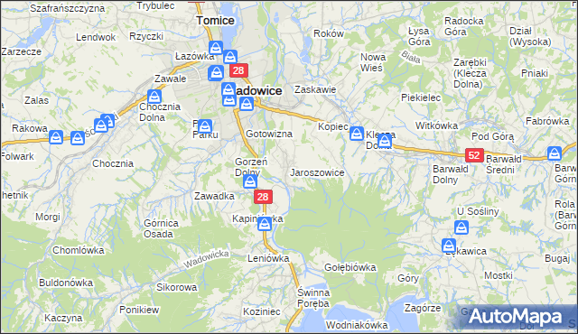 mapa Jaroszowice, Jaroszowice na mapie Targeo