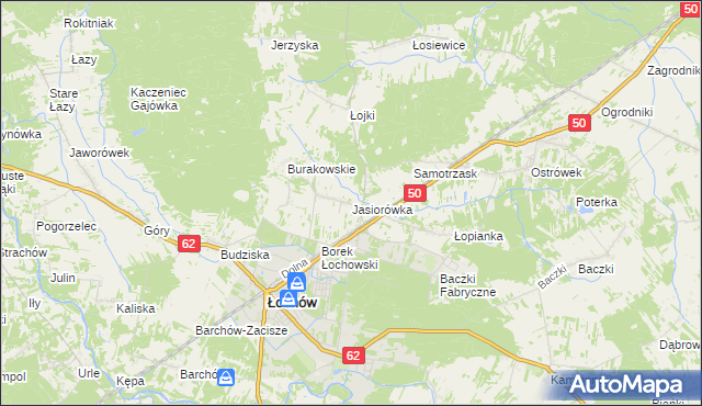 mapa Jasiorówka, Jasiorówka na mapie Targeo