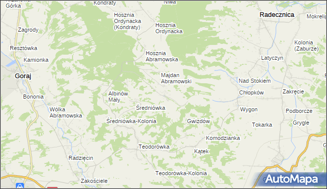 mapa Jędrzejówka gmina Goraj, Jędrzejówka gmina Goraj na mapie Targeo