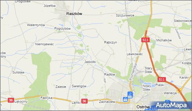 mapa Jelitów gmina Raszków, Jelitów gmina Raszków na mapie Targeo