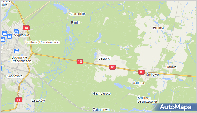 mapa Jeziorki gmina Kaczory, Jeziorki gmina Kaczory na mapie Targeo