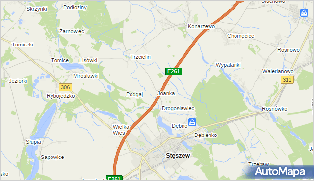 mapa Joanka gmina Dopiewo, Joanka gmina Dopiewo na mapie Targeo