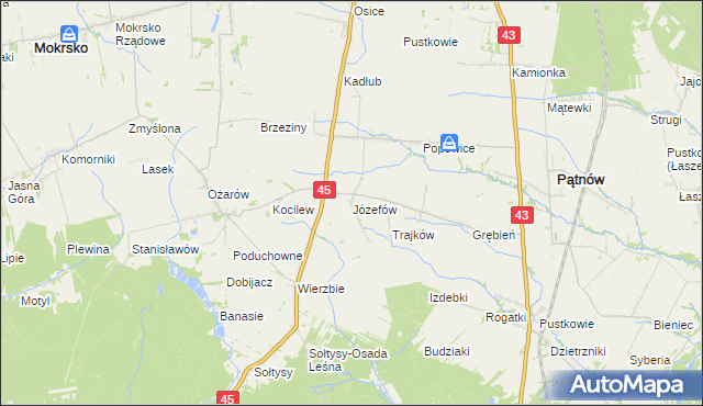 mapa Józefów gmina Pątnów, Józefów gmina Pątnów na mapie Targeo