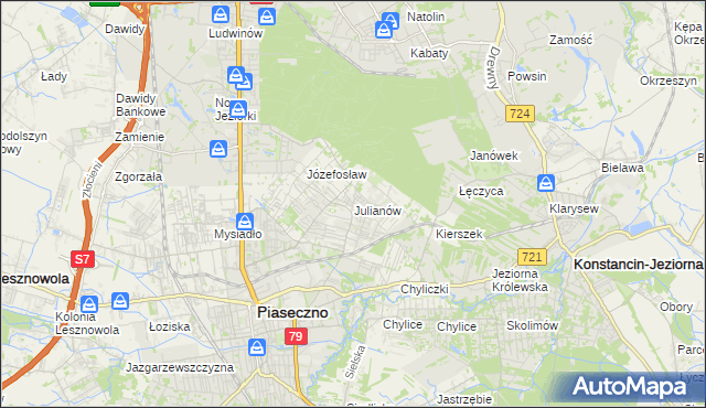 mapa Julianów gmina Piaseczno, Julianów gmina Piaseczno na mapie Targeo