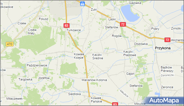 mapa Kaczki Średnie, Kaczki Średnie na mapie Targeo