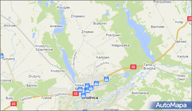 mapa Karbowo gmina Brodnica, Karbowo gmina Brodnica na mapie Targeo