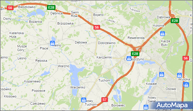 mapa Karczemki gmina Szemud, Karczemki gmina Szemud na mapie Targeo