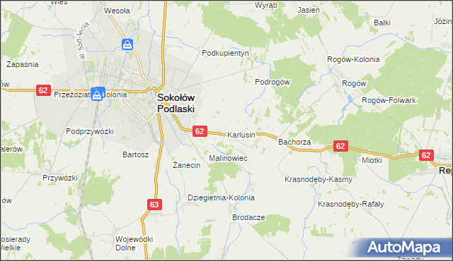 mapa Karlusin, Karlusin na mapie Targeo