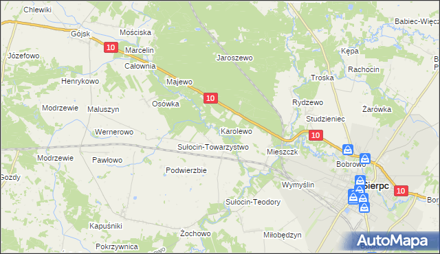 mapa Karolewo gmina Sierpc, Karolewo gmina Sierpc na mapie Targeo