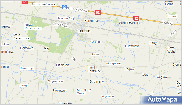 mapa Kaski gmina Baranów, Kaski gmina Baranów na mapie Targeo