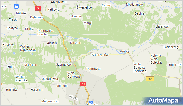 mapa Katarzynów gmina Lipsko, Katarzynów gmina Lipsko na mapie Targeo