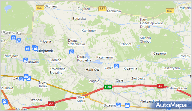 mapa Kazimierów gmina Halinów, Kazimierów gmina Halinów na mapie Targeo