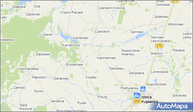 mapa Kazimierowo gmina Izbica Kujawska, Kazimierowo gmina Izbica Kujawska na mapie Targeo