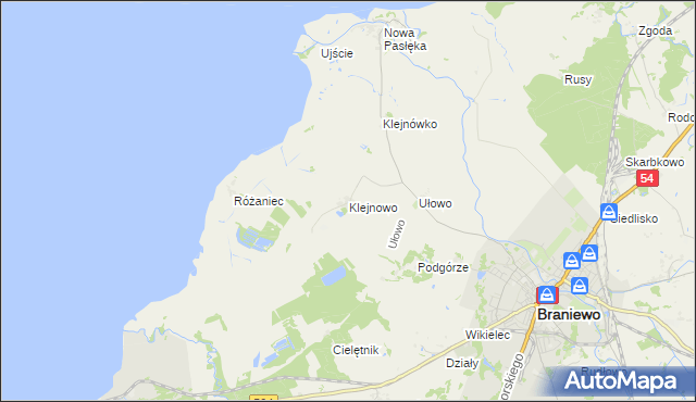 mapa Klejnowo, Klejnowo na mapie Targeo