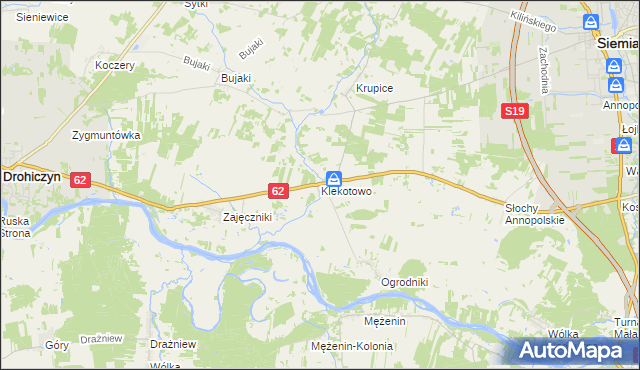 mapa Klekotowo gmina Siemiatycze, Klekotowo gmina Siemiatycze na mapie Targeo