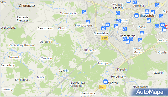 mapa Klepacze gmina Choroszcz, Klepacze gmina Choroszcz na mapie Targeo