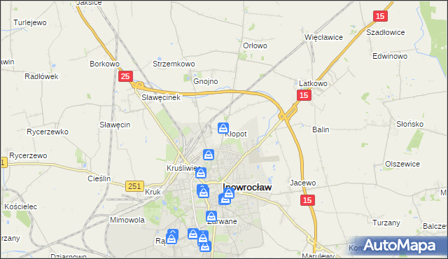 mapa Kłopot gmina Inowrocław, Kłopot gmina Inowrocław na mapie Targeo