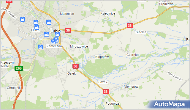 mapa Kłopotów gmina Lubin, Kłopotów gmina Lubin na mapie Targeo