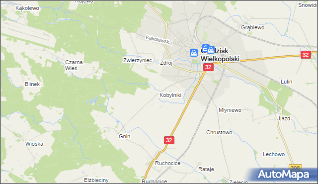 mapa Kobylniki gmina Grodzisk Wielkopolski, Kobylniki gmina Grodzisk Wielkopolski na mapie Targeo