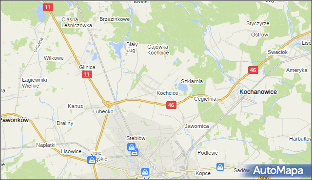 mapa Kochcice, Kochcice na mapie Targeo