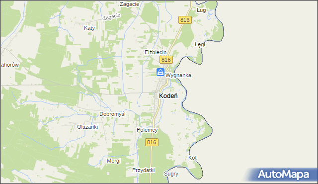 mapa Kodeń, Kodeń na mapie Targeo